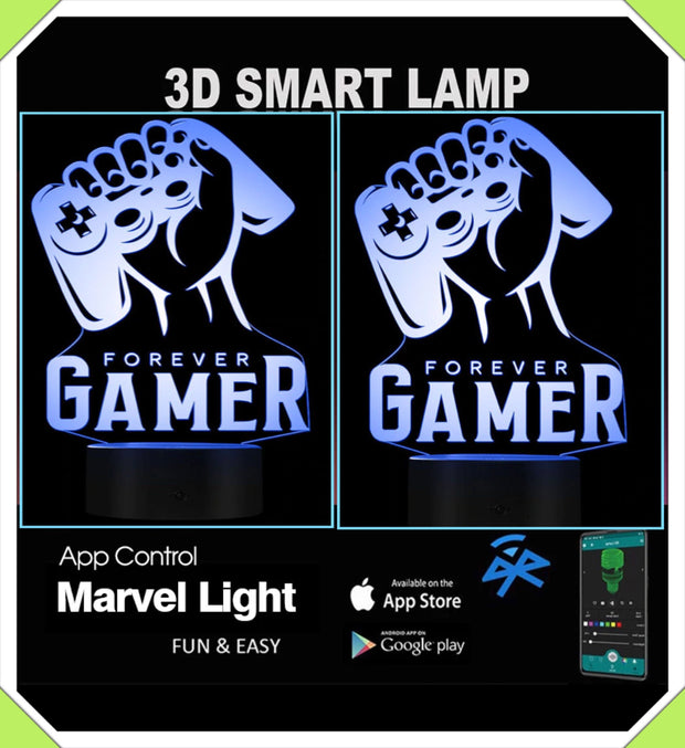 Gamer Forever,Ps,Xbox, 3D Illusion Smart APP Control 3D Illusion Night Light Bluetooth,Music,7&16M Color Mobile App