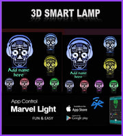 Skull Music Dj 3D Illusion Smart APP Control 3D Illusion Night Light Bluetooth,Music,7&16M Color Mobile App