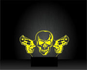 Skull With Guns Personalized 3D Illusion Smart APP Control 3D Illusion Night Light Bluetooth,Music,7&16M Color Mobile App,Made in UK