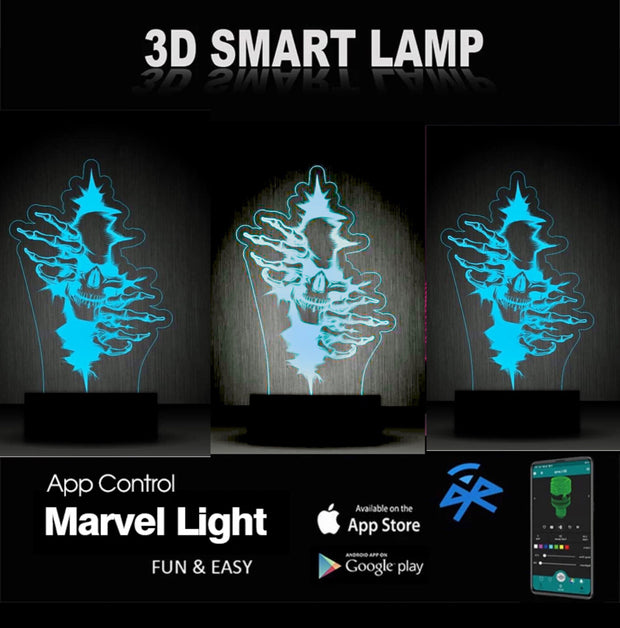 Skull From The Wall  Personalized 3D Illusion Smart APP Control 3D Illusion Night Light Bluetooth,Music,7&16M Color Mobile App,Made in UK