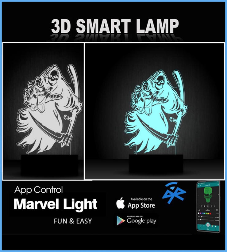 Grim Reaper,Death 3D Illusion Smart APP Control 3D Illusion Night Light Bluetooth,Music,7&16M Color Mobile App