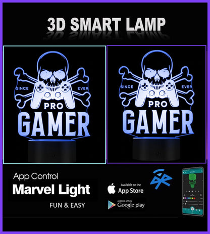 Pro Gamer,Ps,Xbox, 3D Illusion Smart APP Control 3D Illusion Night Light Bluetooth,Music,7&16M Color Mobile App