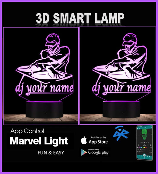 DJ ,Music,Personalised 3D Illusion Smart APP Control 3D Illusion Night Light Bluetooth,Music,7&16M Color Mobile App
