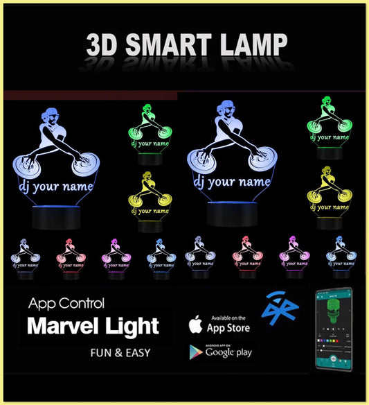 DJ ,Music Mixer Personalised 3D Illusion Smart APP Control 3D Illusion Night Light Bluetooth,Music,7&16M Color Mobile App