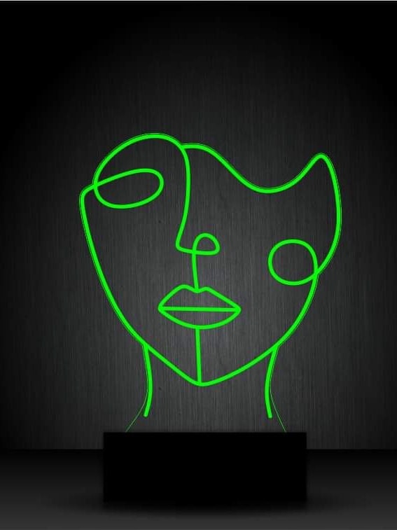 Abstract Face One line drawing 3D Illusion Smart APP Led Light