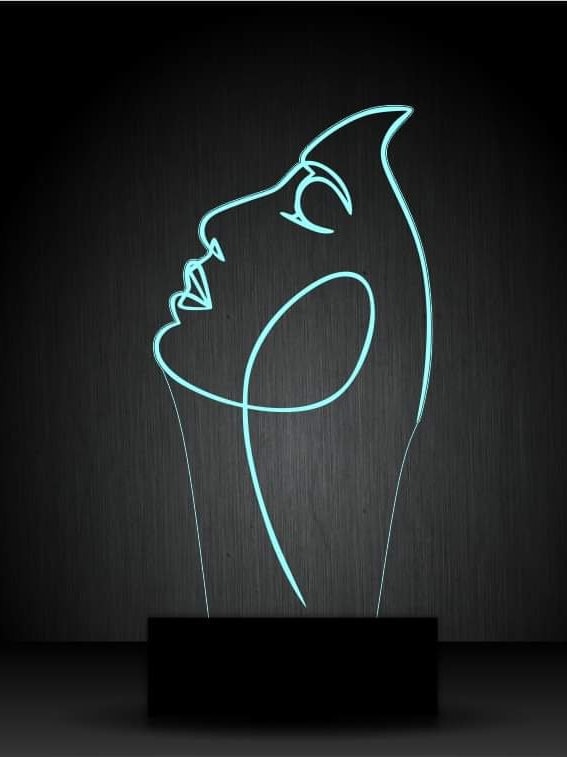 Abstract Face One line drawing 3D Illusion Smart APP Led Light