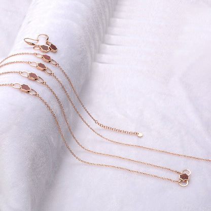Rose gold,gold and silver women stainless steel chain jewelry set in wood unique design 4 piece