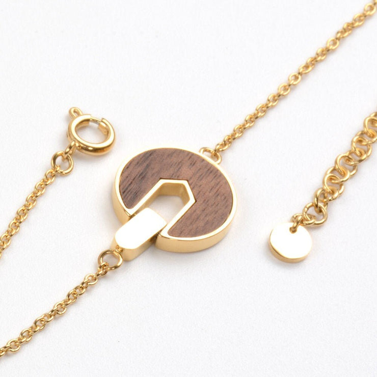 Gold stainless steel & walnut jewelry gold plated jewelry earrings,hand chain and necklace set jewelry women 3 piece