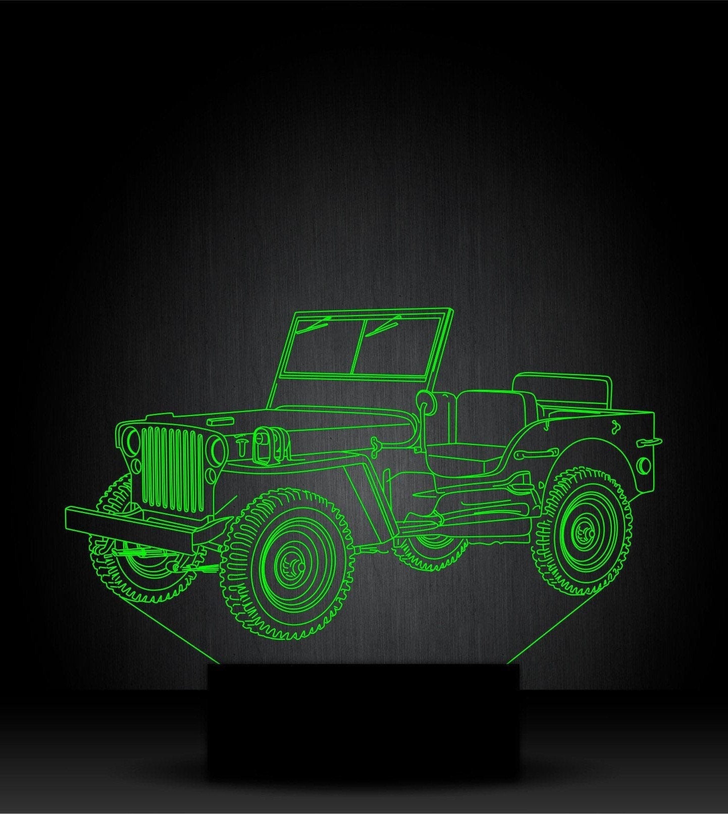 Cabrio Wrangler Jeep 3D-LED-Lampe RGB, kann personalisiert werden, 15 farbwechselnde LED-Lampe mit Fernbedienung, handgefertigt in Großbritannien