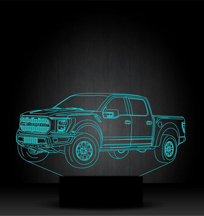 Raptor 4x4 Pick-up 3D-LED-Lampe RGB, kann personalisiert werden, 15 farbwechselnde LED-Lampe mit Fernbedienung, handgefertigt in Großbritannien