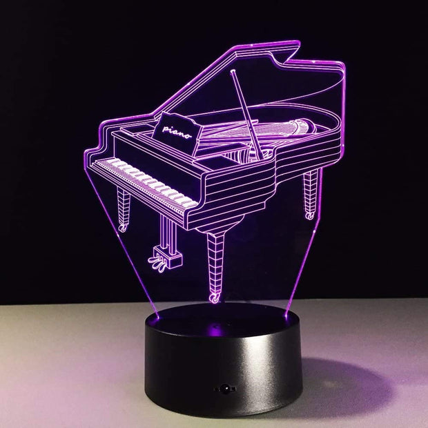 Grand Piano 3D Illusion Smart APP Control 3D Illusion Night Light Bluetooth, Music, 7&amp;16M Color Mobile App Handmade in UK