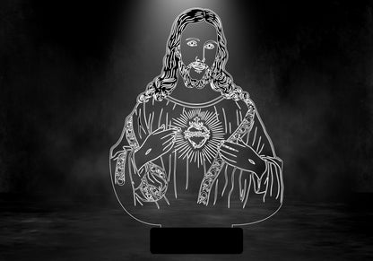 Jesus Heart led lamp,Personalized 3D Illusion Smart APP Control 3D Illusion Night Light Bluetooth,Music,7&16M Color Mobile App,Made in UK