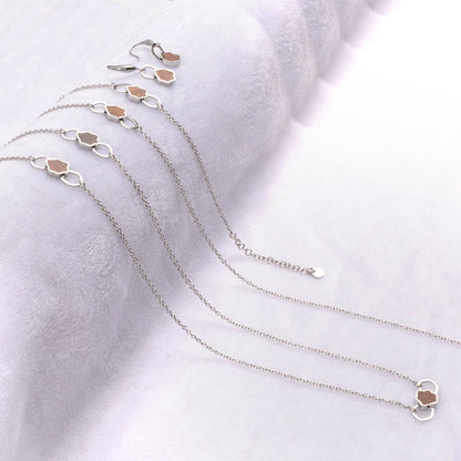 Rose gold,gold and silver women stainless steel chain jewelry set in wood unique design 4 piece