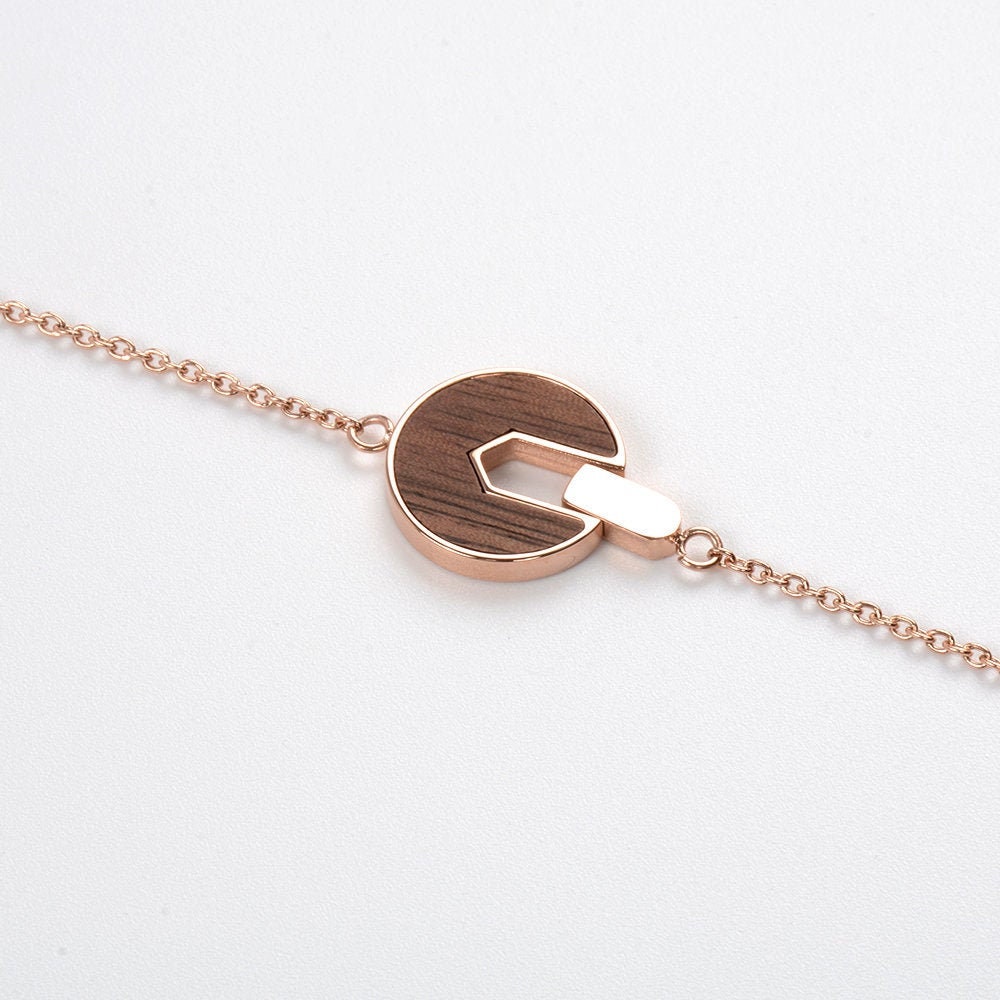 Rose gold stainless steel & walnut jewelry gold plated jewelry earrings ,hand chain and necklace set jewelry women