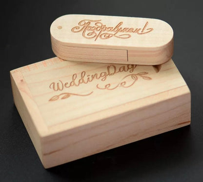 Engraved Wooden 16GB Usb Memory Stick,Gift Box,Wedding Gift, Photography Customer LOGO Wooden Usb,Custom Made