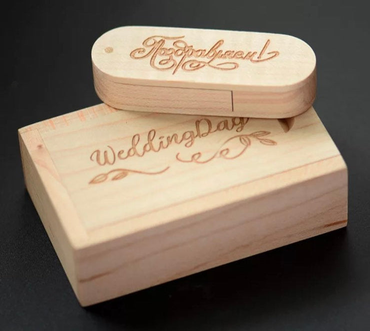 Engraved Wooden 16GB Usb Memory Stick,Gift Box,Wedding Gift, Photography Customer LOGO Wooden Usb,Custom Made