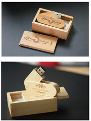 Engraved Wooden 16GB Usb Memory Stick,Gift Box,Wedding Gift, Photography Customer LOGO Wooden Usb,Custom Made