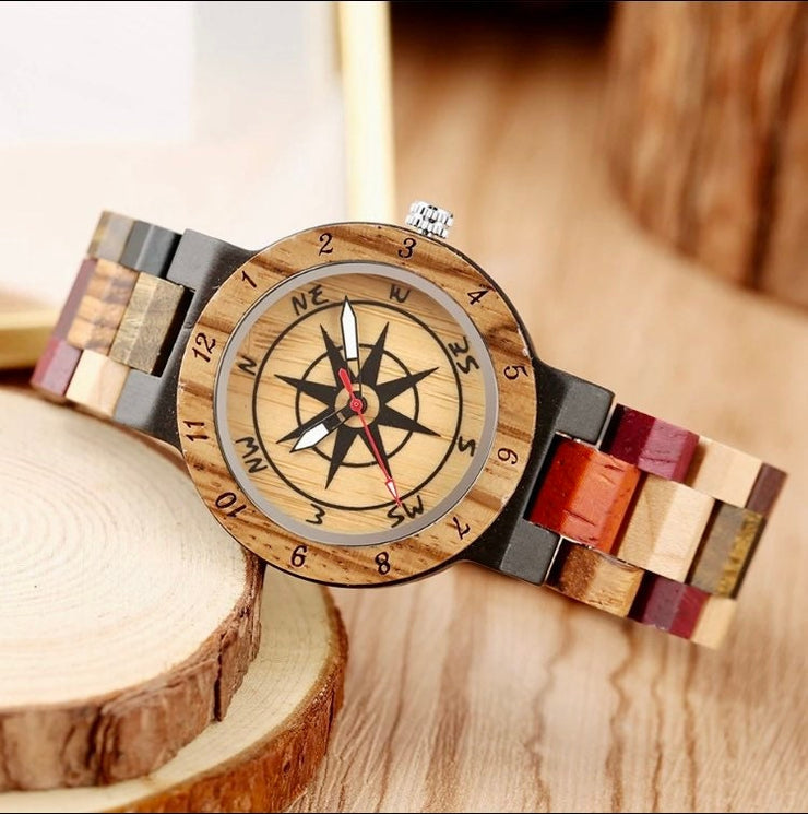 Royal Compass Dial Wood Engraved,Personalised Wooden Bobo Bird Watch,Gift For Every Occasion
