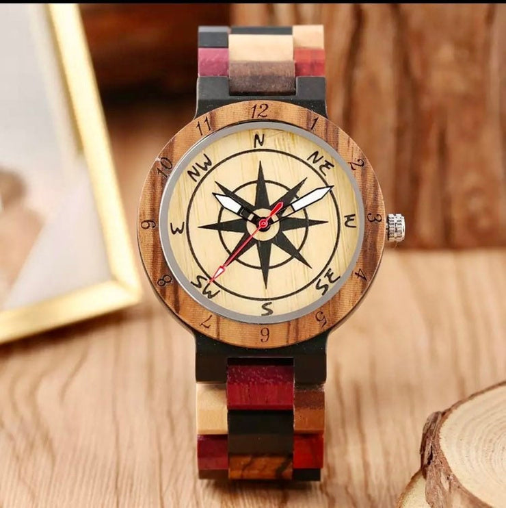 Royal Compass Dial Wood Engraved,Personalised Wooden Bobo Bird Watch,Gift For Every Occasion