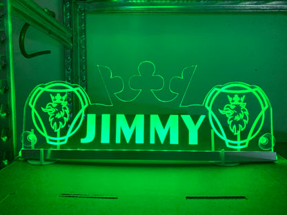 Name Board Truck Interior Engraved Usb App and Remote Control Led Light Red Light 30x10 cm