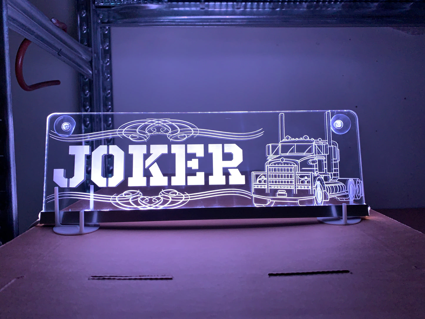 Name Board Truck Interior Engraved Usb App and Remote Control Led Light Red Light 30x10 cm