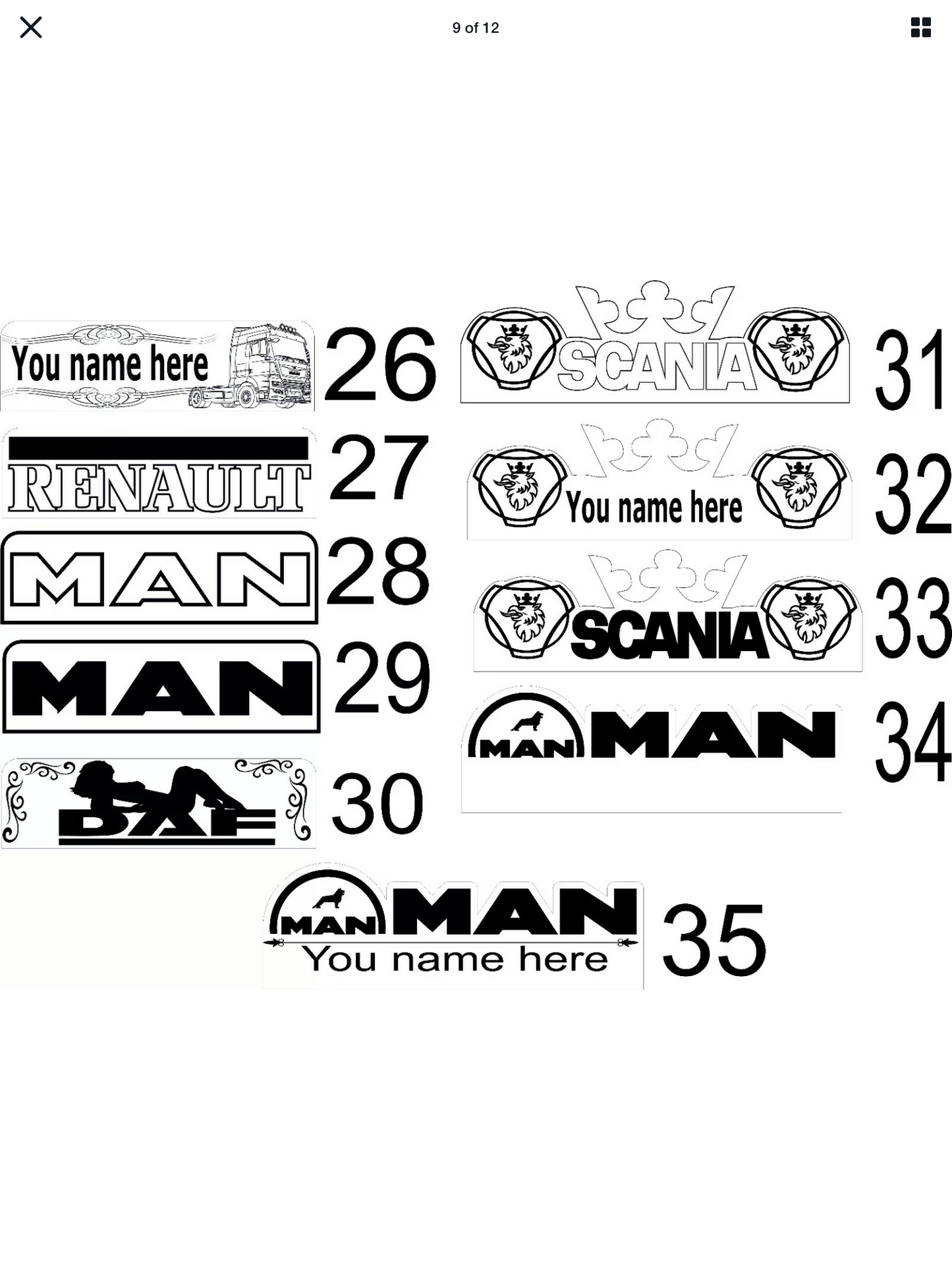 Name Board Truck Interior Engraved Usb App and Remote Control Led Light Red Light 30x10 cm