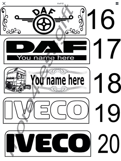 Name Board Truck Interior Engraved Usb App and Remote Control Led Light Red Light 30x10 cm