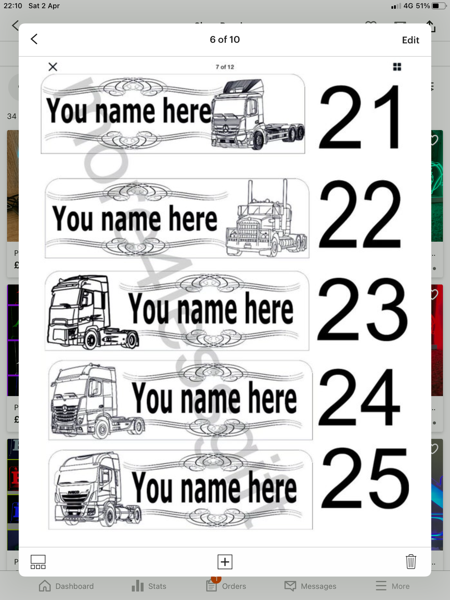 Name Board Truck Interior Engraved Usb App and Remote Control Led Light Red Light 30x10 cm