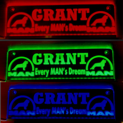 Name Board Truck Interior Engraved Usb App and Remote Control Led Light Red Light 30x10 cm