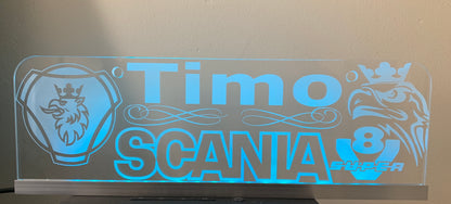 Custom Truck Interior LED Name Plate – Engraved RGB USB Light with App & Remote Control – 12V/24V
