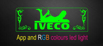 Name Board Truck Interior Engraved Usb App and Remote Control Led Light Red Light 30x10 cm