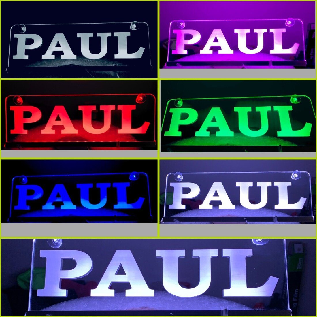 Personalised Truck & Lorry Name Plate – Engraved RGB USB LED Interior Light (30x10cm)