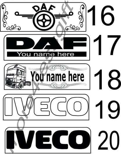 Personalised Truck & Lorry Name Plate – Engraved RGB USB LED Interior Light (30x10cm)