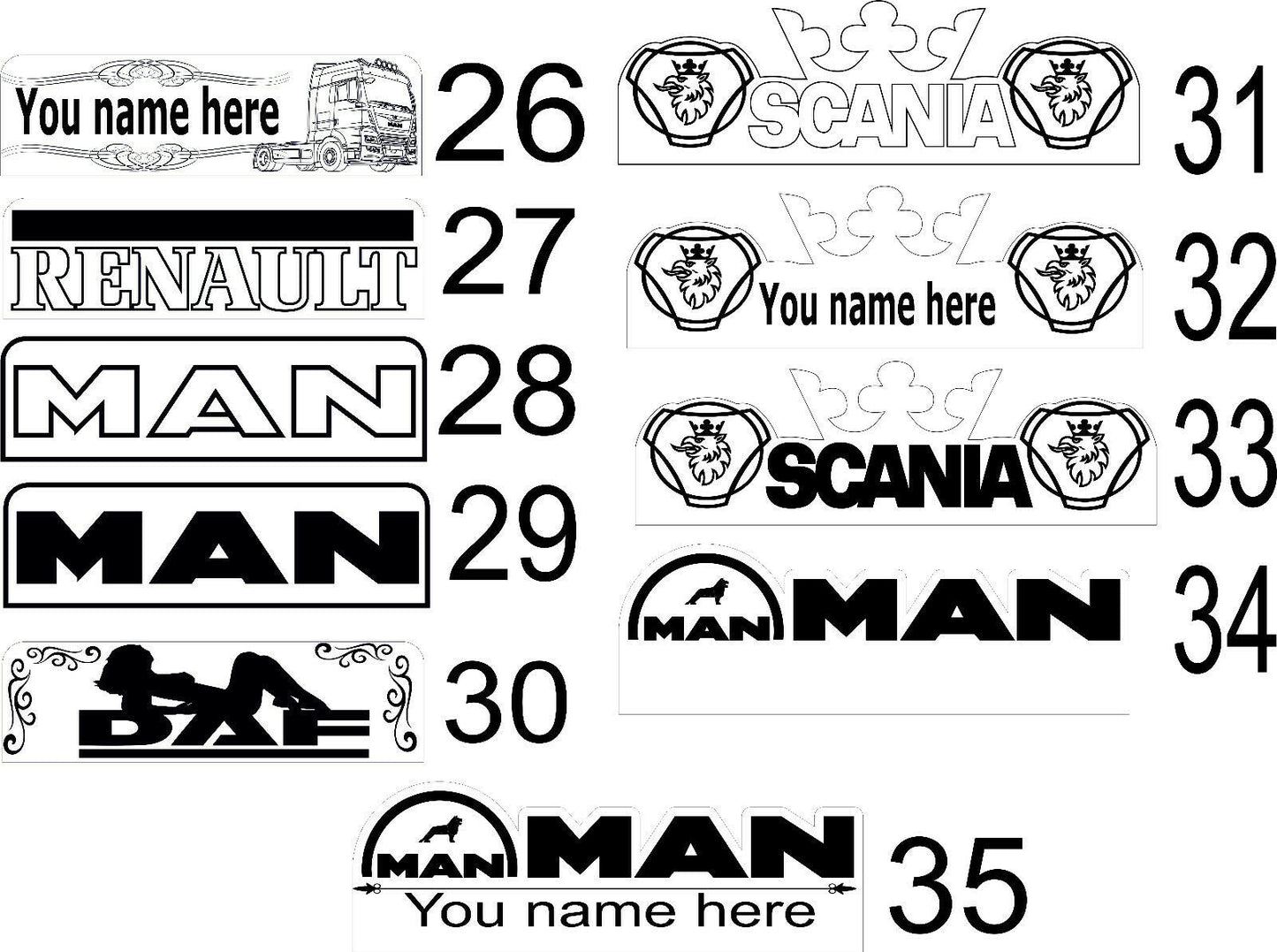 Personalised Truck & Lorry Name Plate – Engraved RGB USB LED Interior Light (30x10cm)