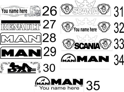 Personalised Truck & Lorry Name Plate – Engraved RGB USB LED Interior Light (30x10cm)